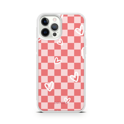 Hearts Checkerboard Rubber Phone Case