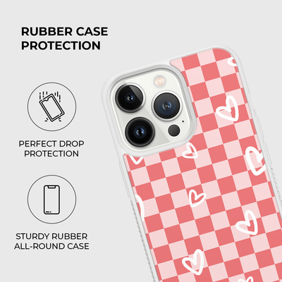 Hearts Checkerboard Rubber Phone Case