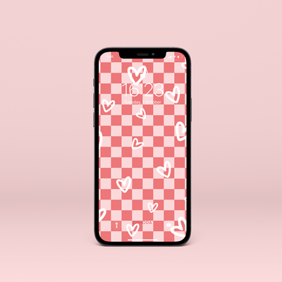 Hearts Checkerboard Wallpaper Background