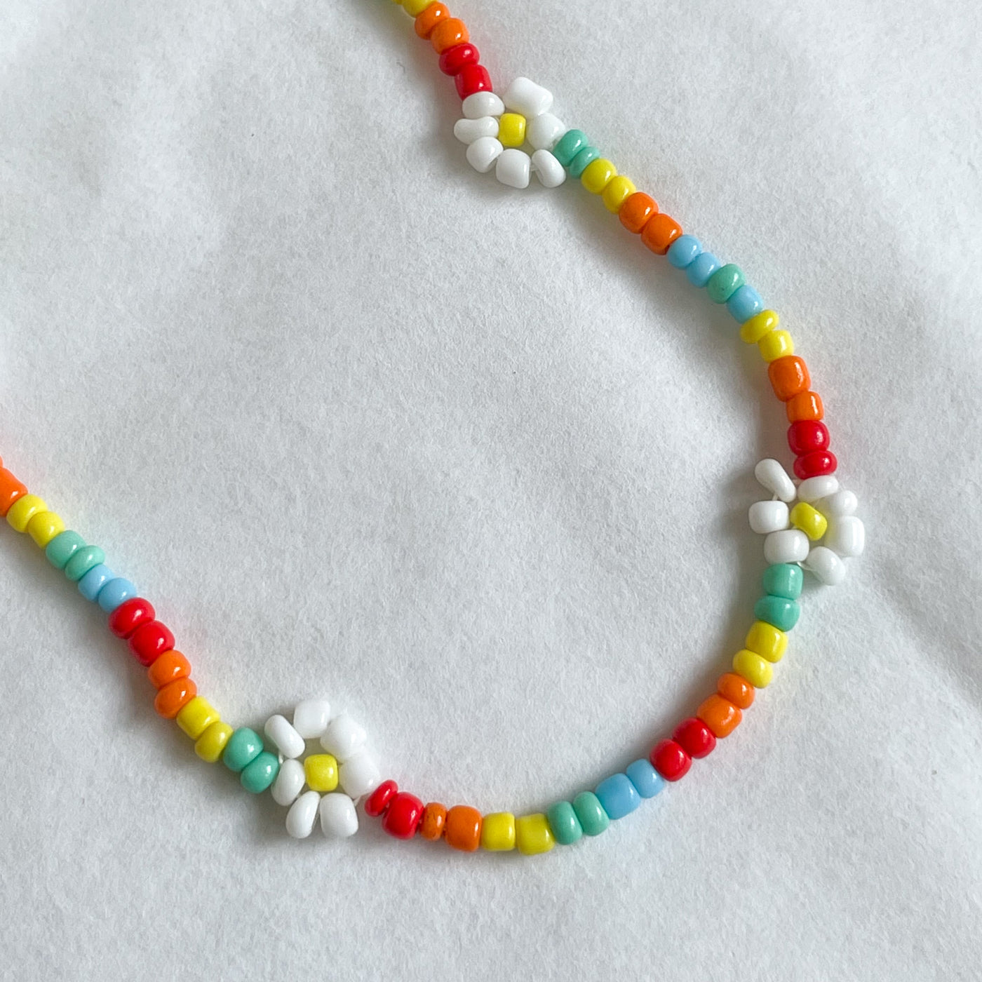 Multicoloured Daisy Bead Necklace