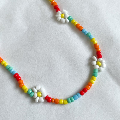 Multicoloured Daisy Bead Necklace